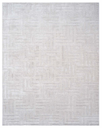 White Gold Wool & Silk Rug | Popyuli