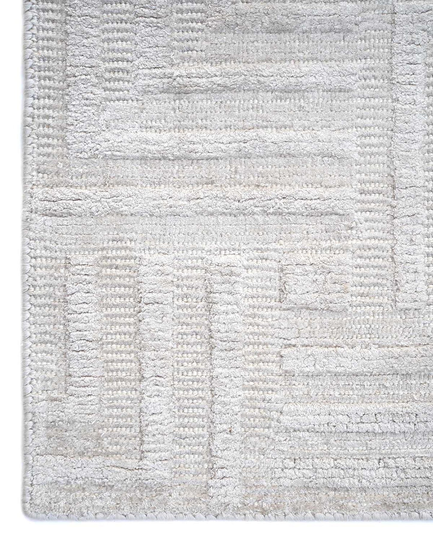 White Gold Wool & Silk Rug | Popyuli