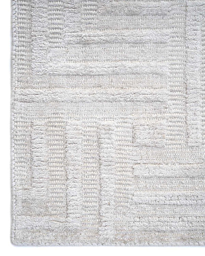 White Gold Wool & Silk Rug | Popyuli