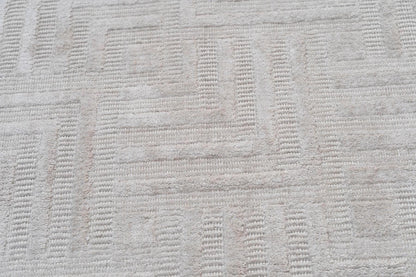 White Gold Wool & Silk Rug | Popyuli