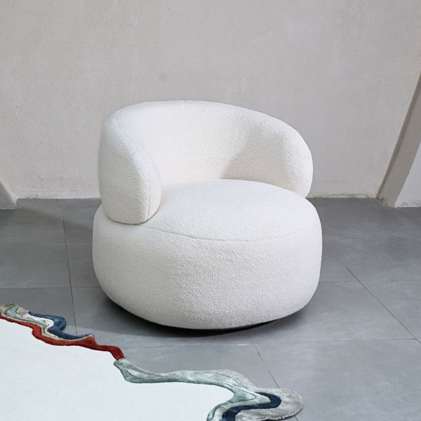 Leia Bouclé Swivel Chair - White