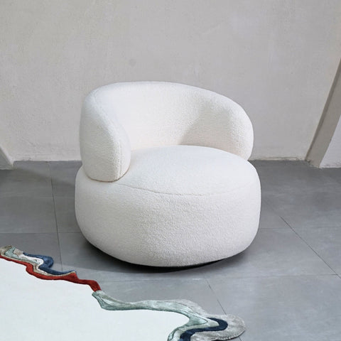 Leia Bouclé Swivel Chair - White
