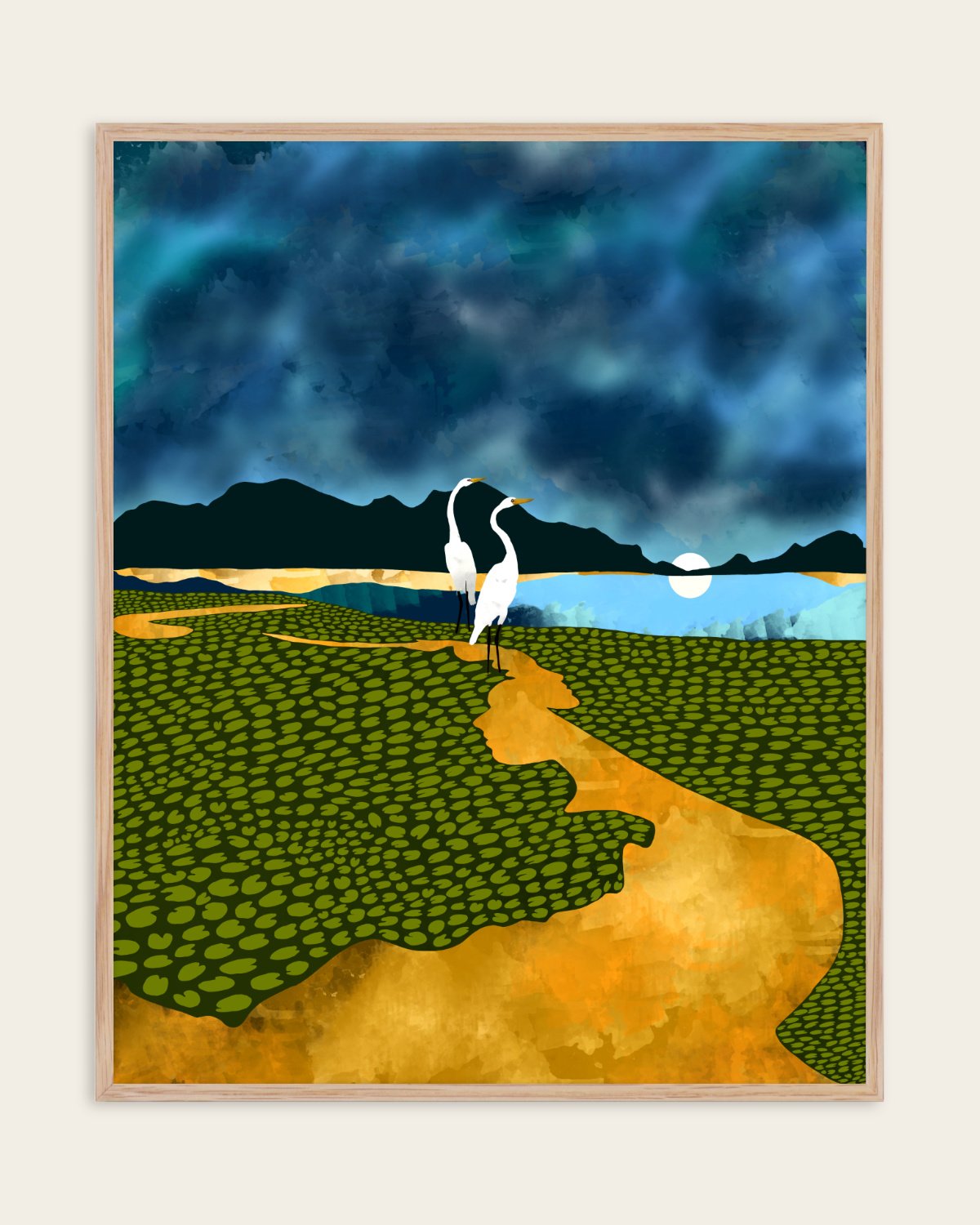 Great Egrets On Honeymoon Island — Nordic — Abstract wall art print