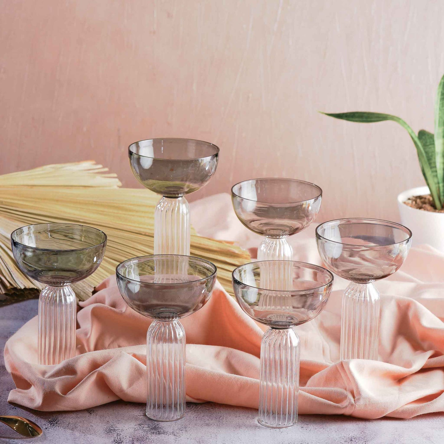 Smoked Grey Cocktail Stem Glass Set