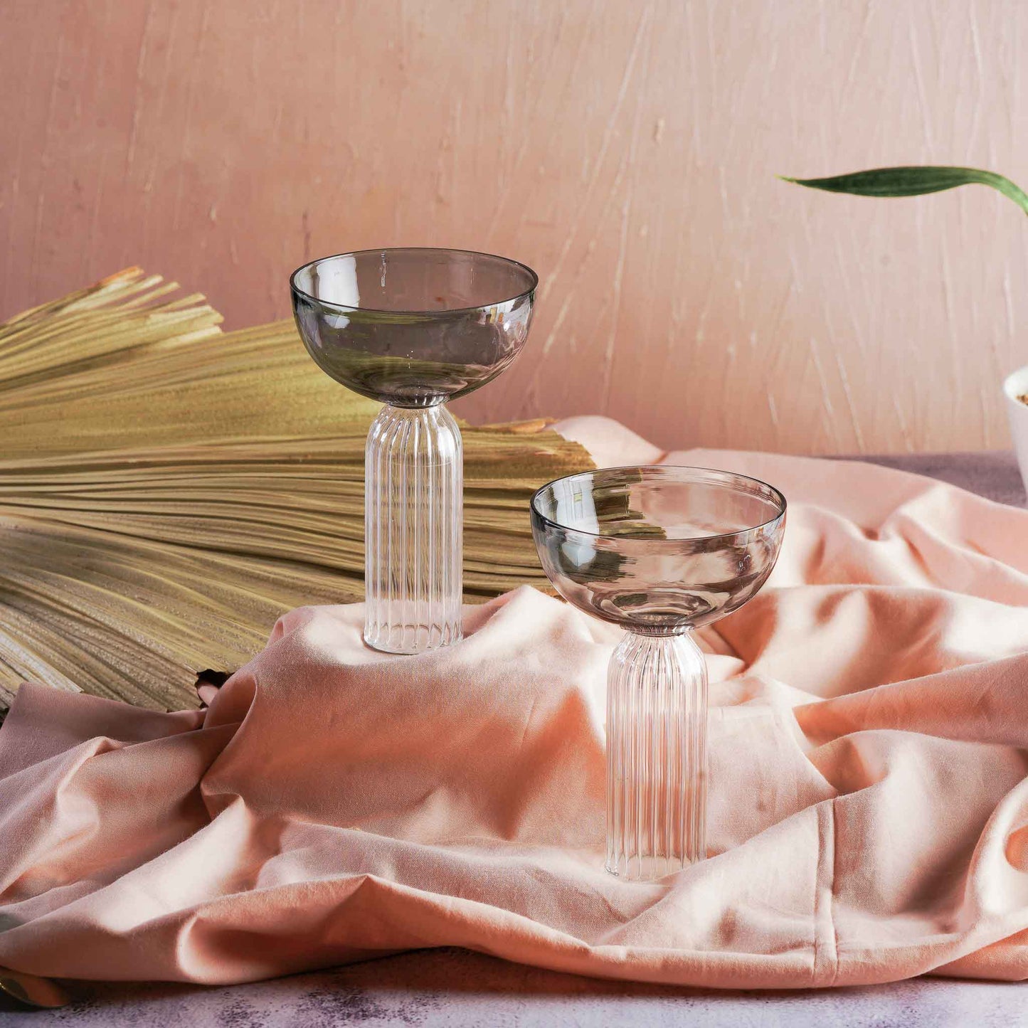 Rose Pink Cocktail Stem Glass Set | 6 In 1 Use | Colours Available