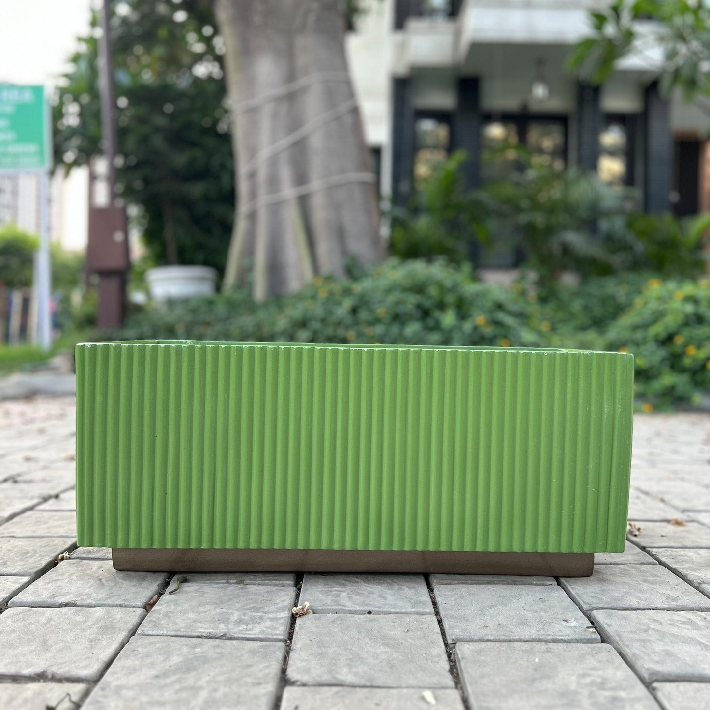 Small Fluted Planter Box With Base
