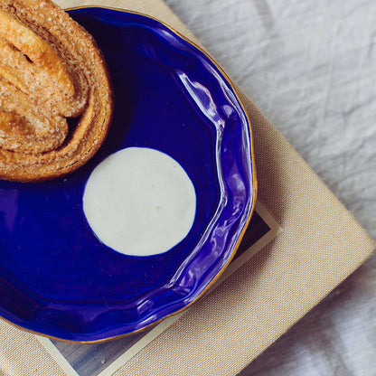 Midnight Blue Ceramic Dessert Plates – Set of 2