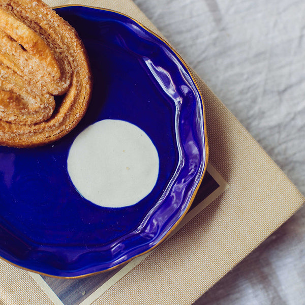 Midnight Blue Ceramic Dessert Plates – Set of 2