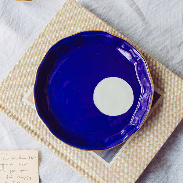 Midnight Blue Ceramic Dessert Plates – Set of 2