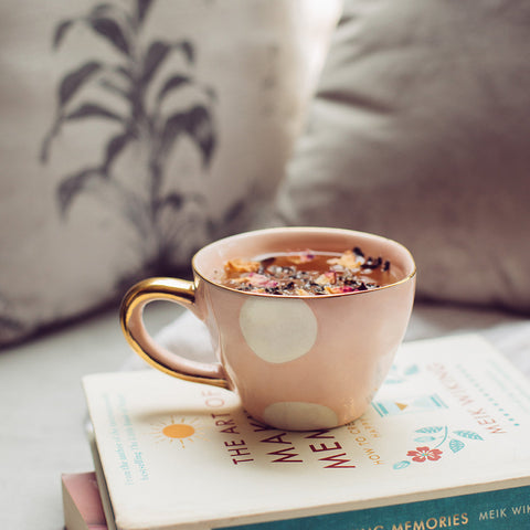 Blush Ceramic Cup with 22K Gold Handle