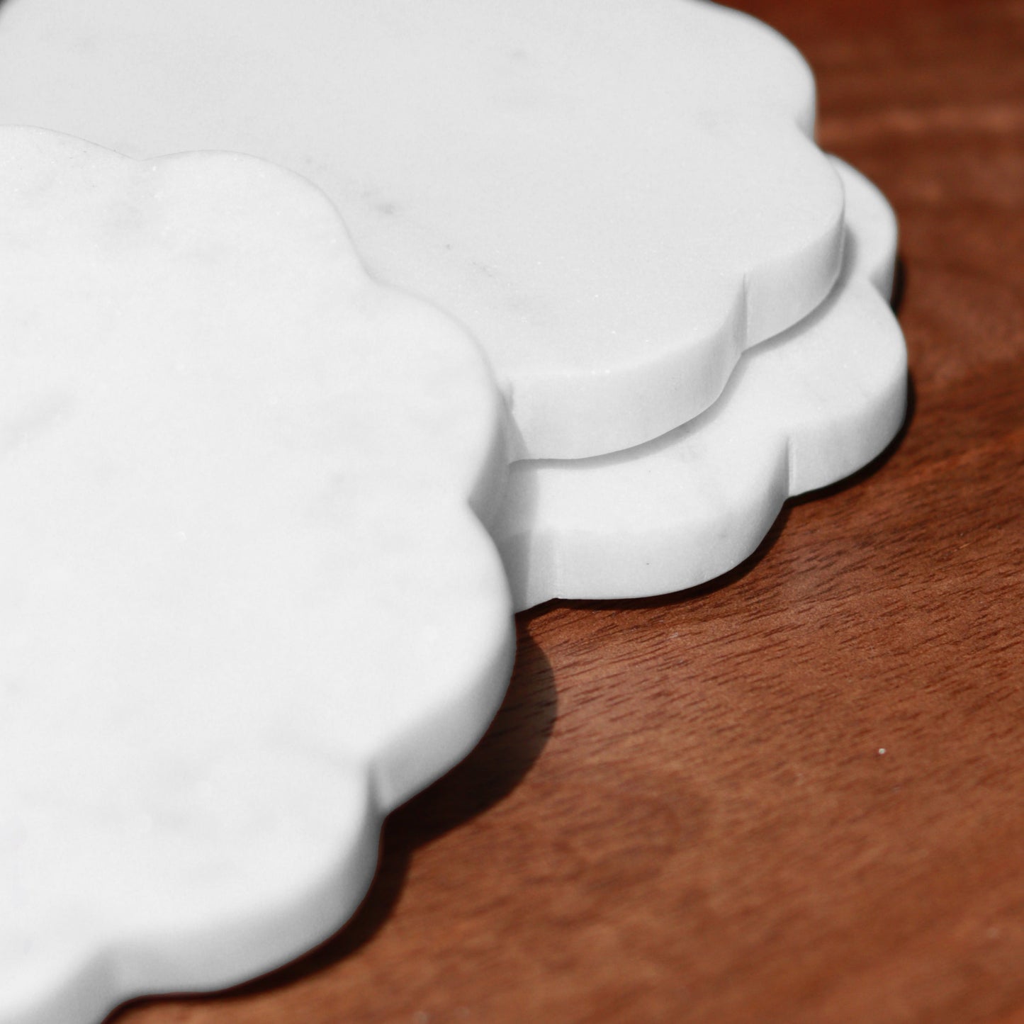 Scallop Marble Coasters | Set of 4 | White