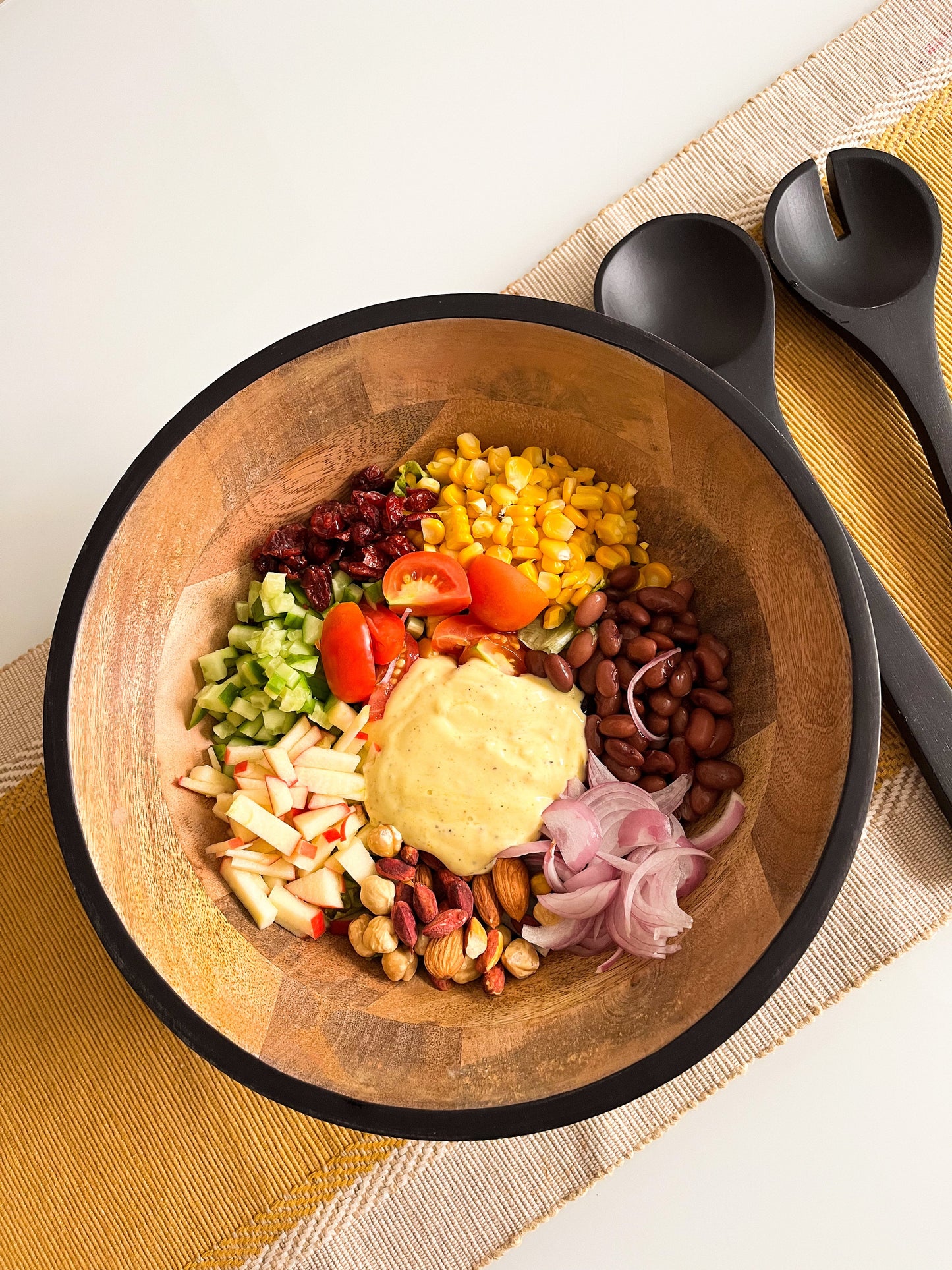 Dual Tone Acacia Wood Salad Bowl