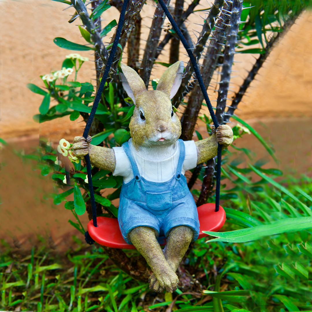 Rabbit on a Swing I Garden Decor