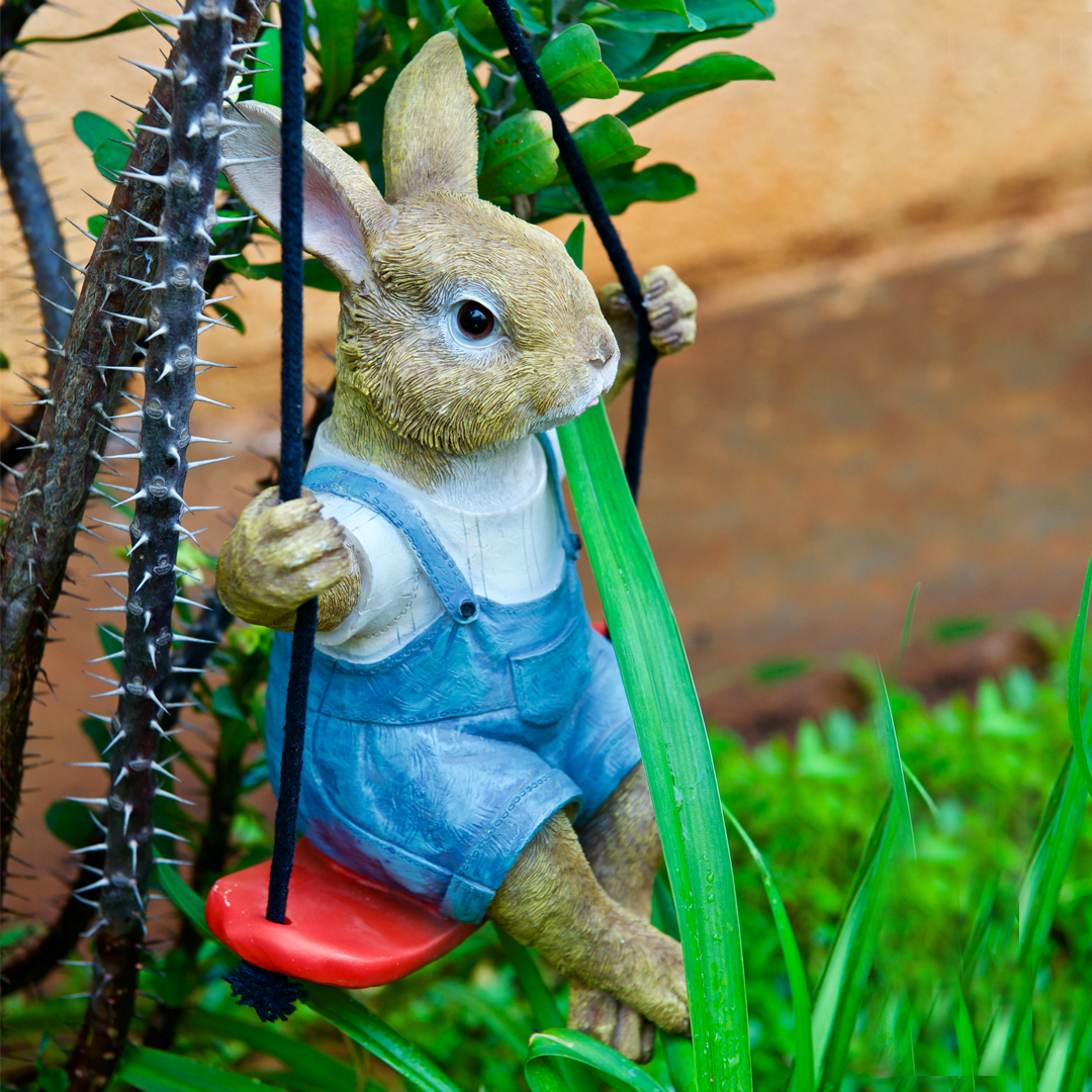 Rabbit on a Swing I Garden Decor