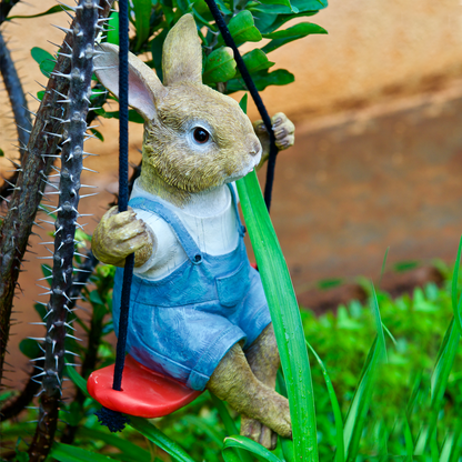 Rabbit on a Swing I Garden Decor