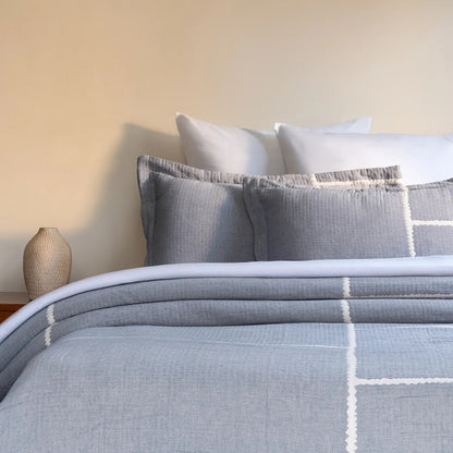 Linea Reversible Bedspread Set - Blue