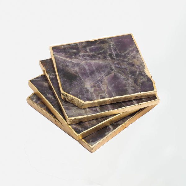 Semi Precious Coasters Set of 4 - Amethyst