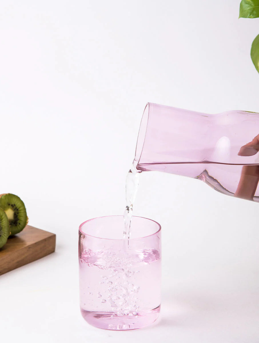 Eva Carafe – Pink Glass Water Set (Carafe + Glass)
