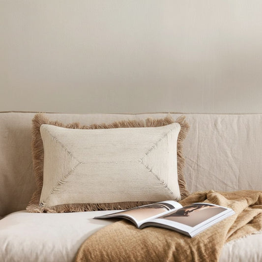 Arcane Embroidered Cushion Cover in Cream