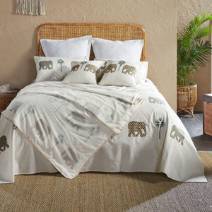Tropical Elephant Block Print Bedsheet