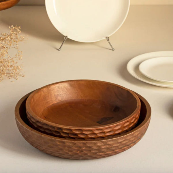 Wooden Hammered Fruit Bowl