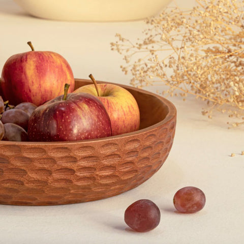 Wooden Hammered Fruit Bowl