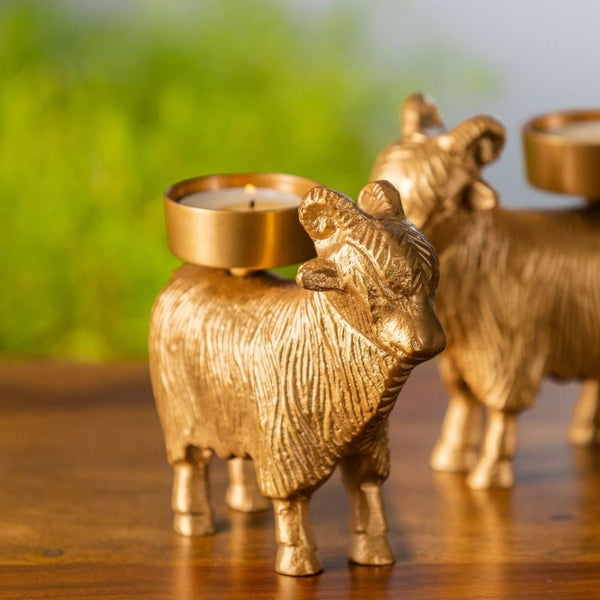 Gold Bison Tea-light Candle Holder