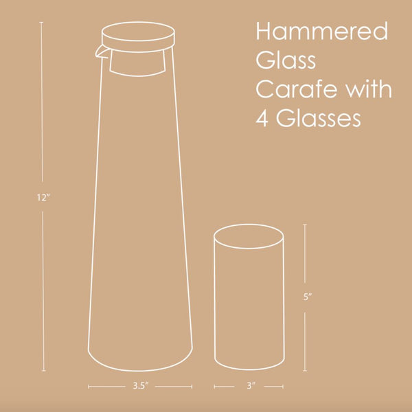 Hammered Glass Carafe With 4 Glasses