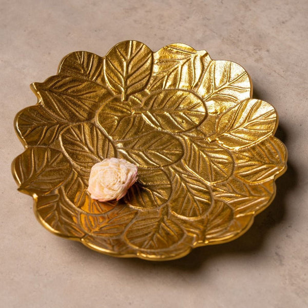Heritage Leaf Patterned Gold Platter
