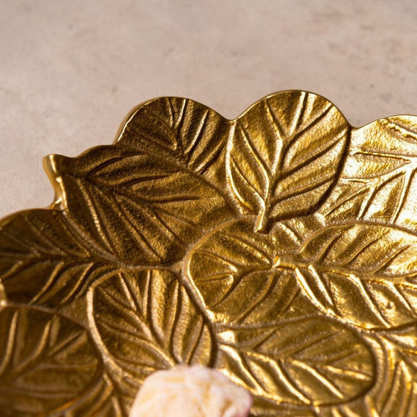 Heritage Leaf Patterned Gold Platter