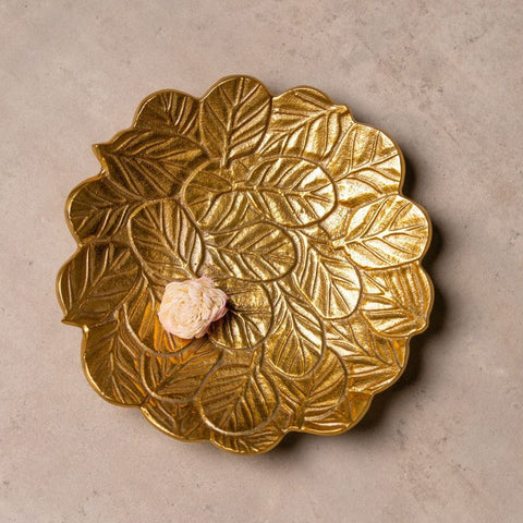 Heritage Leaf Patterned Gold Platter