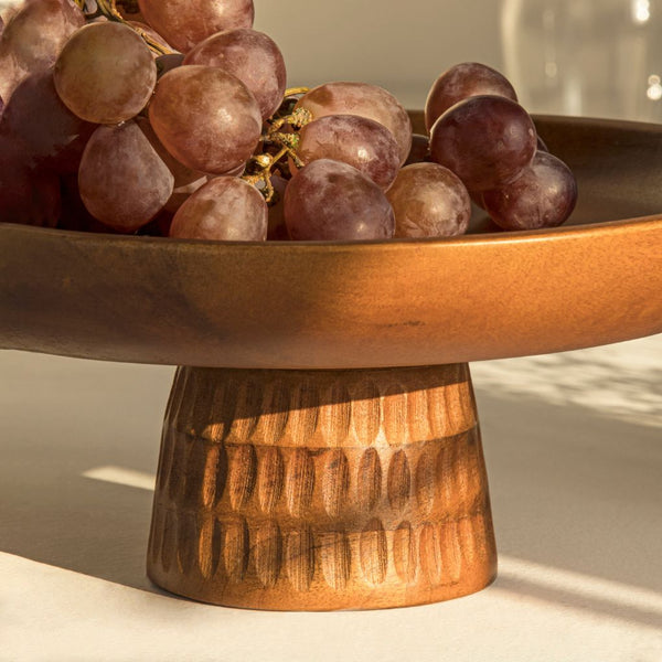 Wooden Hammered Bowl With Stand