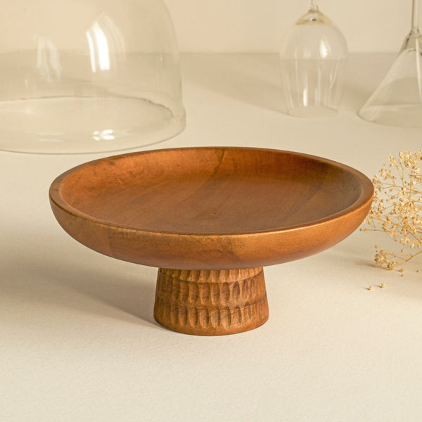 Wooden Hammered Bowl With Stand