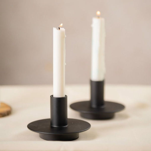 Kepler Matte Black Candlestick Holder | Set Of 2