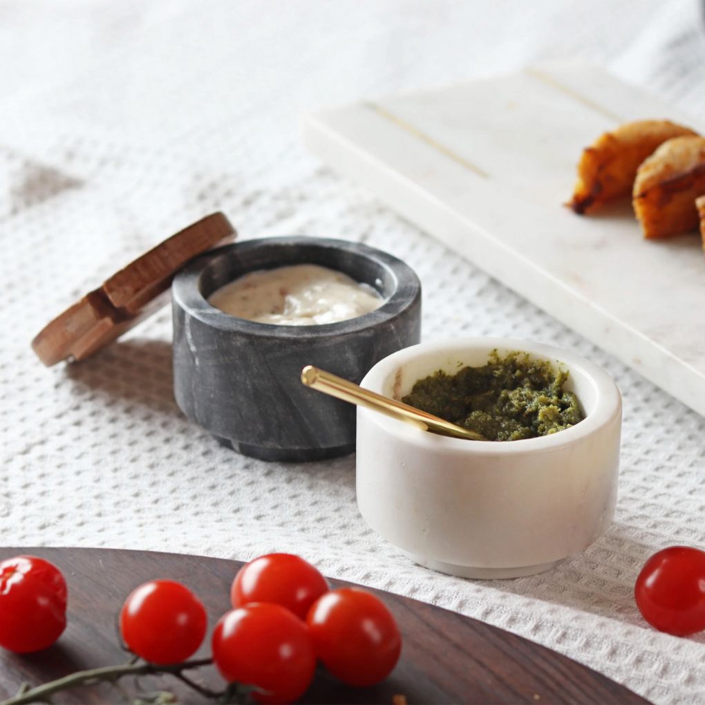Stacked Marble Condiment Bowls Set