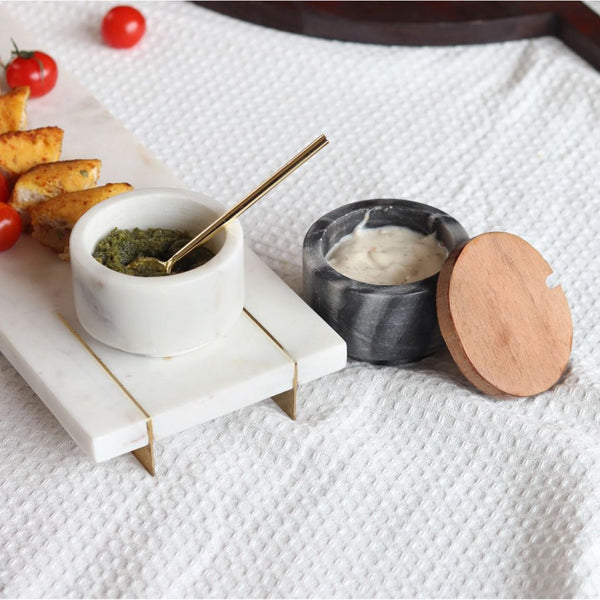 Stacked Marble Condiment Bowls Set
