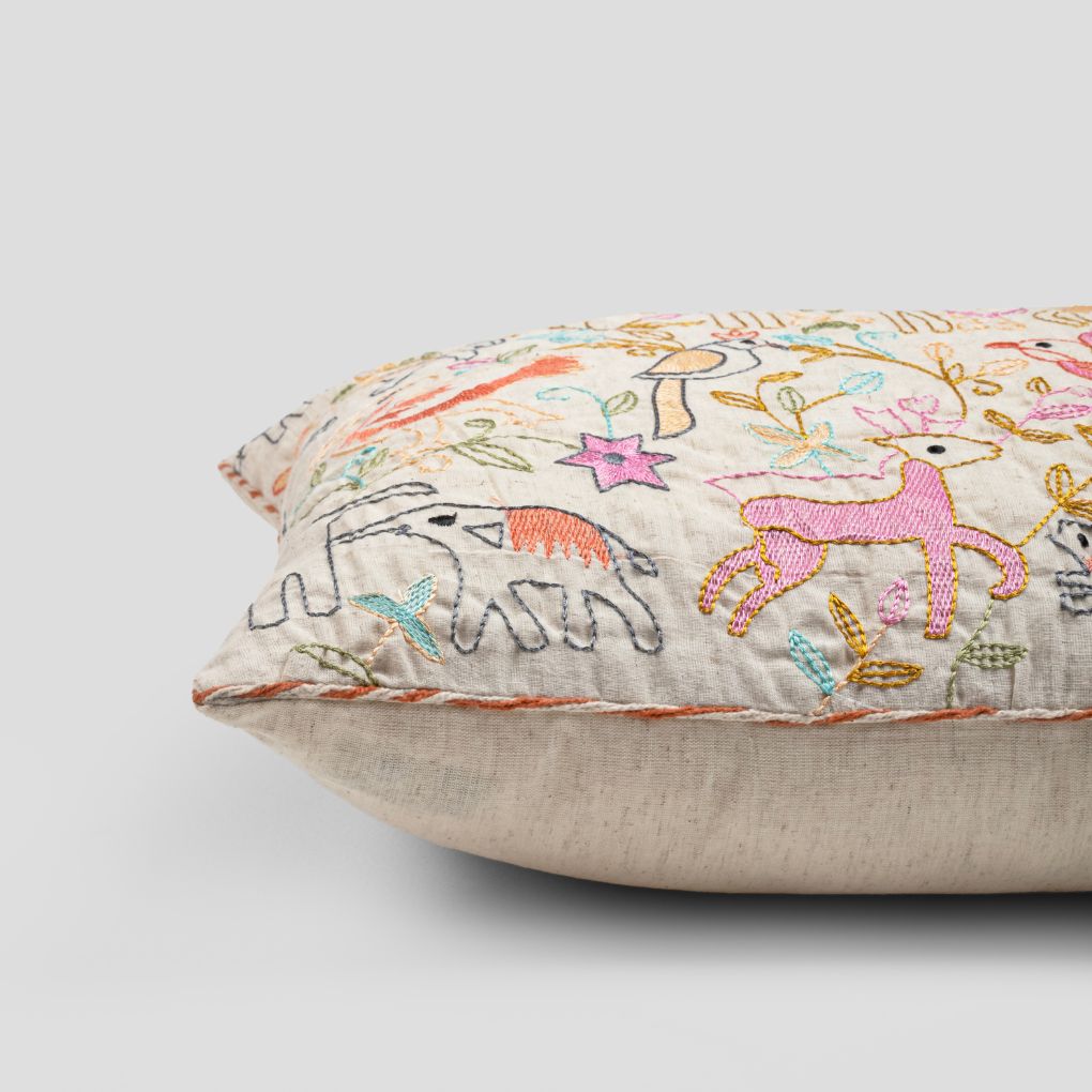 Camal Embroidered Pillow Cover