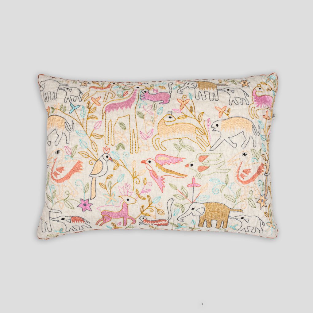 Camal Embroidered Pillow Cover