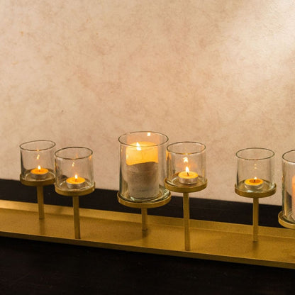 Multiple Candle Holder Tray | Gold