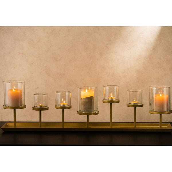 Multiple Candle Holder Tray | Gold