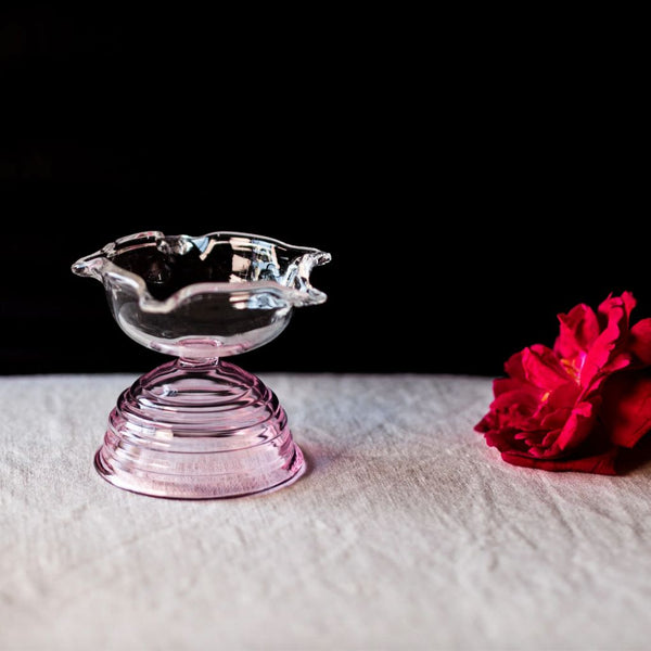 Glass Puja Set | Tall Diya + Short Diya + Bell