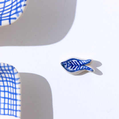 Indigo Sushi & Dip Set With Chopstick Holder