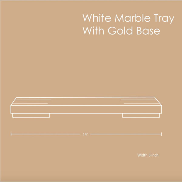 Pure White Marble Tray With Gold Base