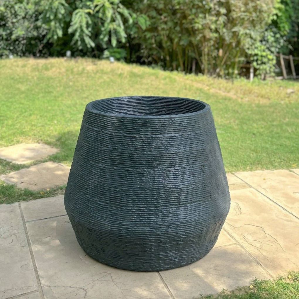 NEW IN - Textured Fibreglass Planter - 27" | Black