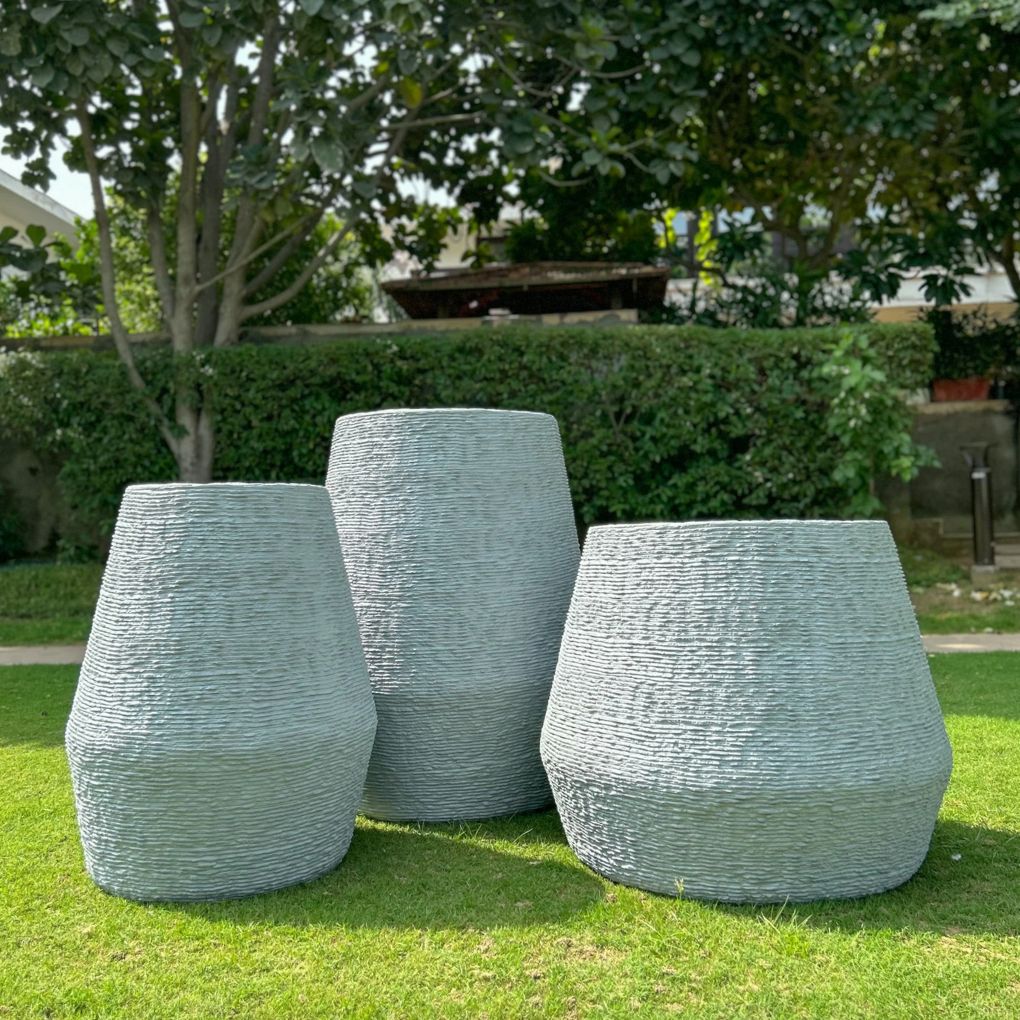 NEW IN - Textured Fibreglass Planter - 27" | Grey