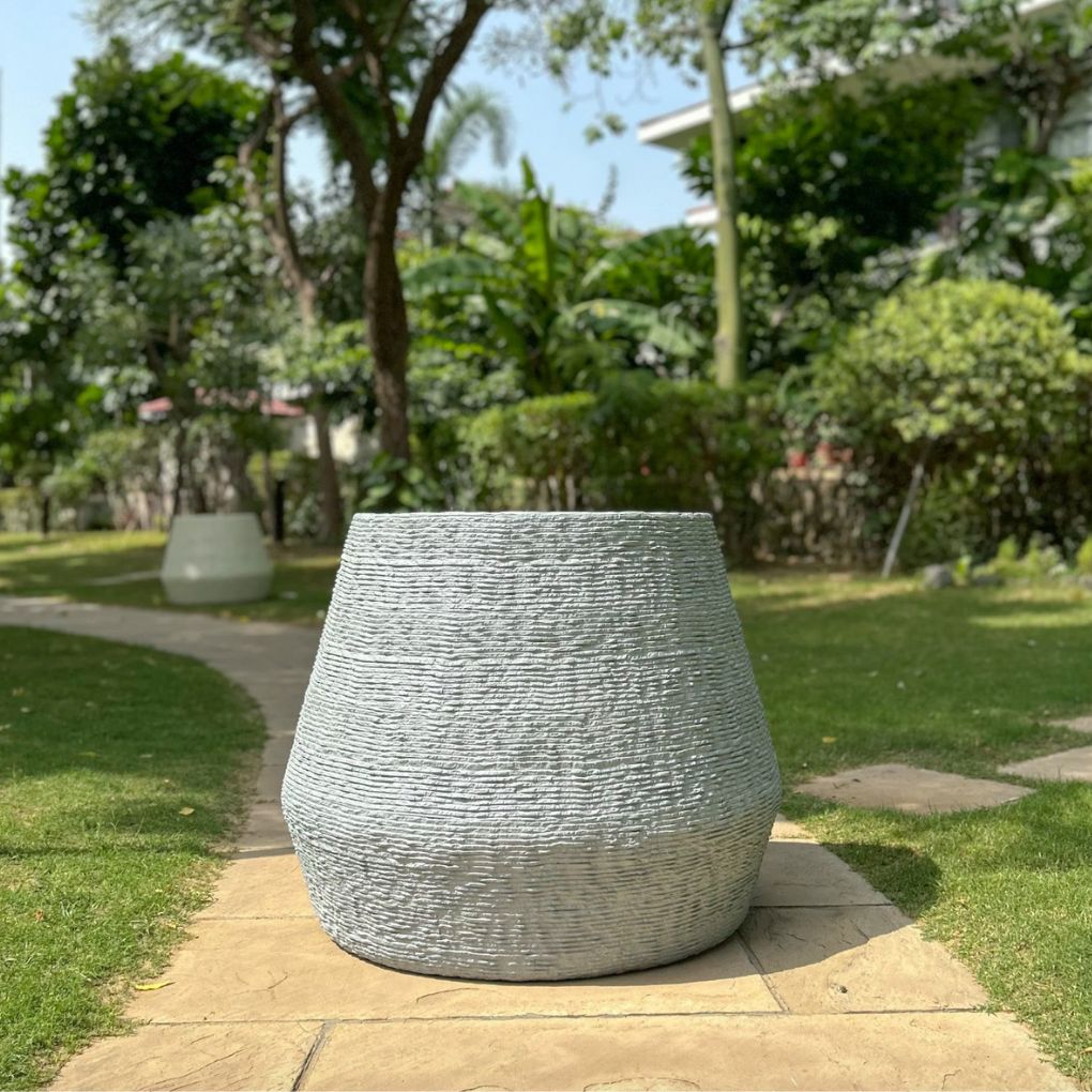 NEW IN - Textured Fibreglass Planter - 27" | Grey