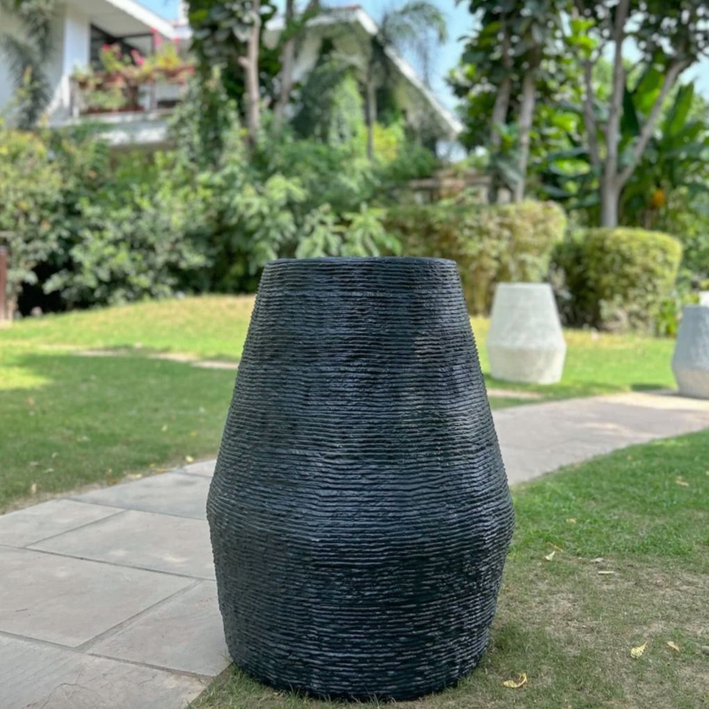 NEW IN - Textured Fibreglass Planter - 30" | Black