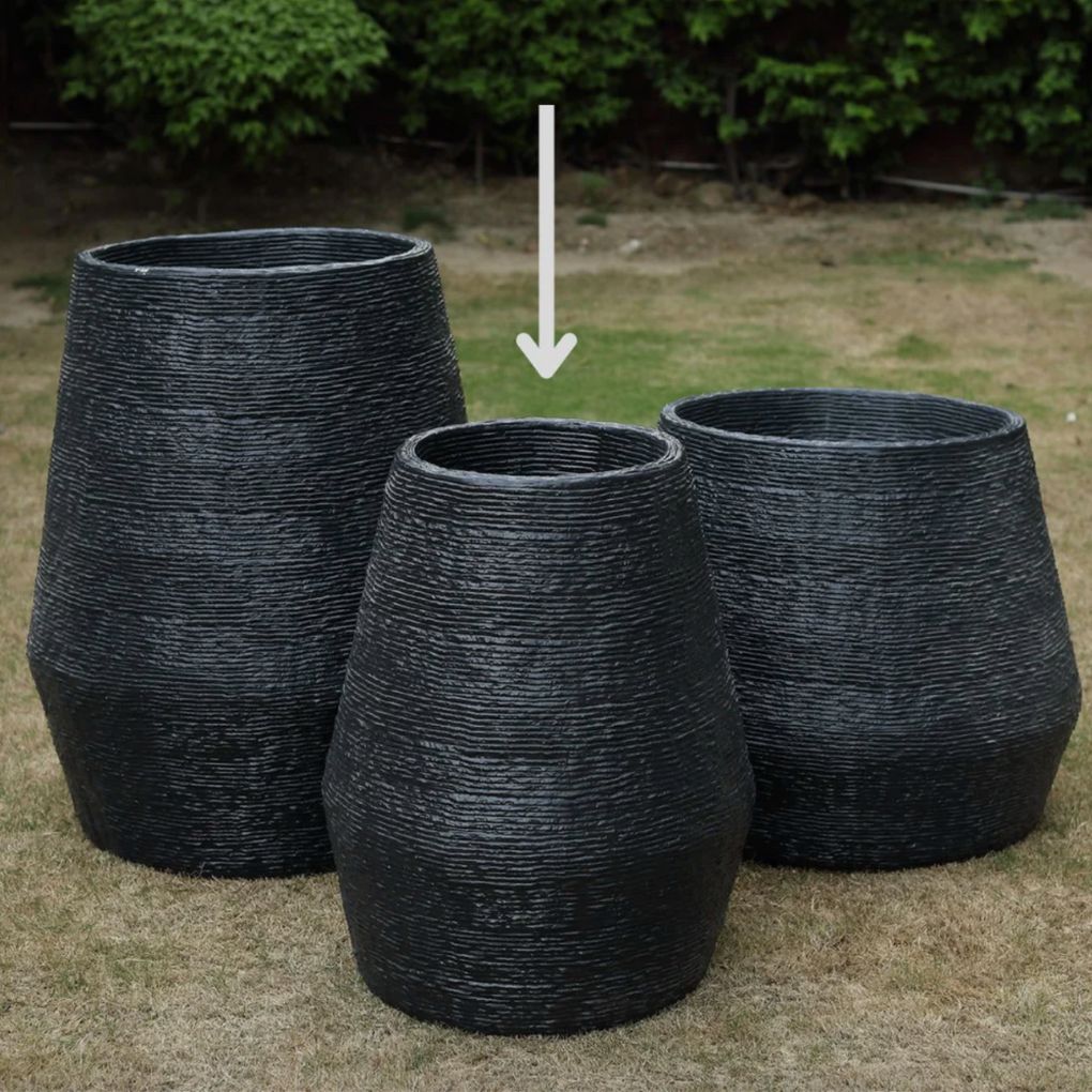 NEW IN - Textured Fibreglass Planter - 30" | Black