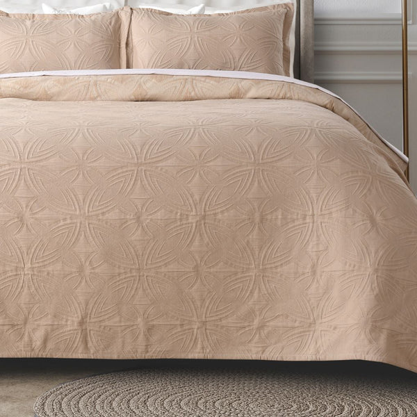 Weaverly Quilted Bedspread Set Of 3 | Beige