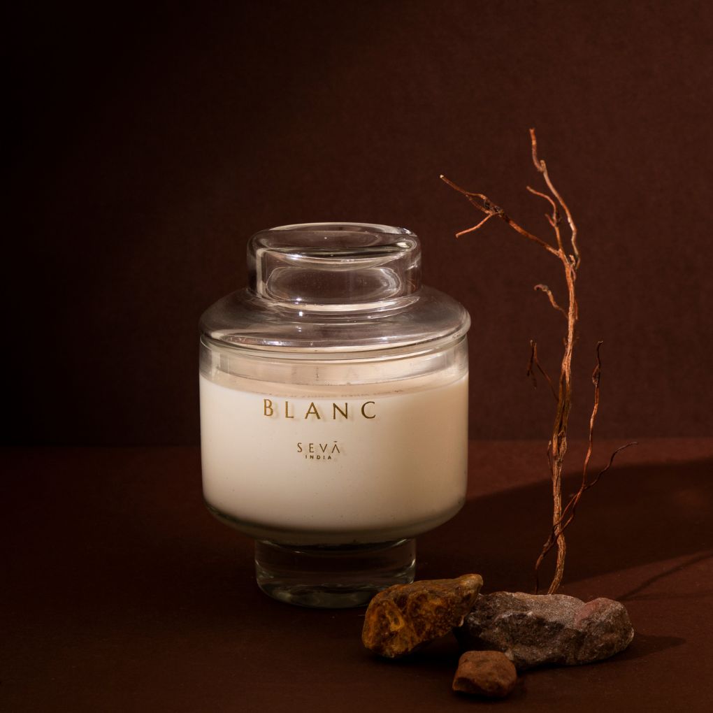 The Manhattan - Blanc Scented Glass Candle | Vanilla, Coconut, Peach